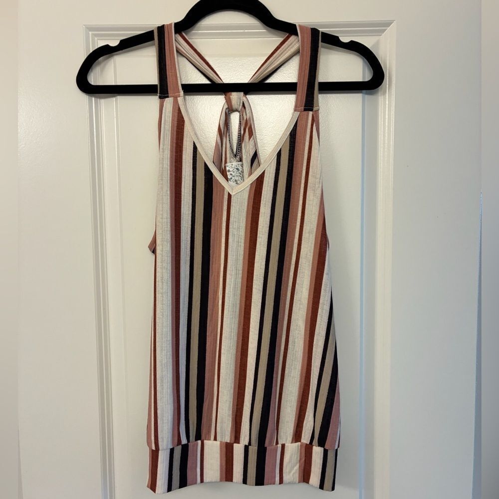 ANTHROPOLOGIE NAÏF V-Neck Knit Blouse Striped Women’s Size XL
